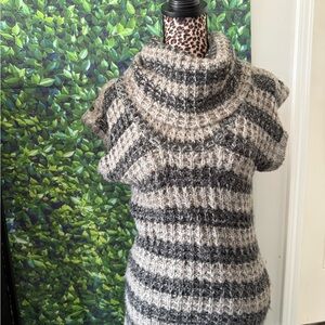 Striped Gray and Cream Women's Sweater dress p23